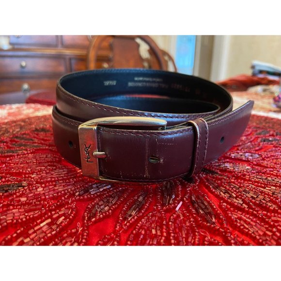 YSL Yves Saint Laurent Men's Leather Black Belt Size 34